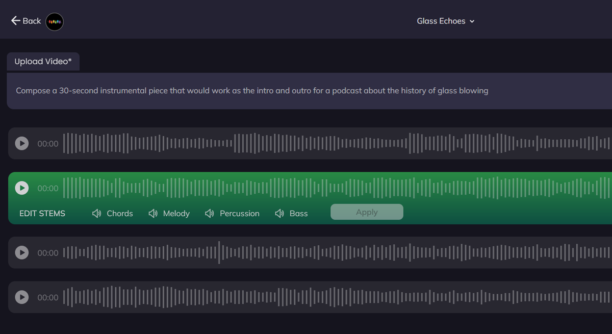 I tried using AI to create the background music for a podcast, but I may stick to music libraries for now